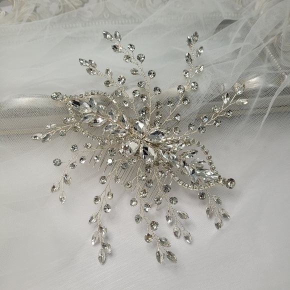 NEW Bridal Silver Large Sparkly Crystal headband bride Headpiece wedding gift main image 2